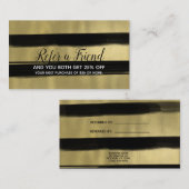 Modernes Glam Schwarz & Gold Pinselspitze Empfehlungskarte (Vorne/Hinten)