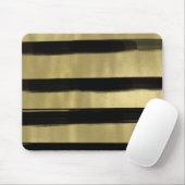 Modernes Glam Schwarz & Gold Pinselstriche Stricks Mousepad (Mit Mouse)