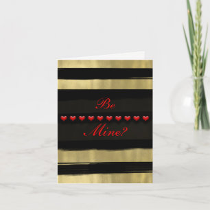 Modernes Glam Schwarz & Gold Rote Herzen Valentine Feiertagskarte
