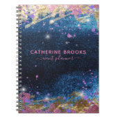 Modernes Glam Stilvoll Blue Glitzer Paint Spritzer Notizblock (Vorderseite)