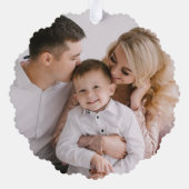 Modernes, glänzendes Gold Holiday Foto Ornament Karte (Rückseite)