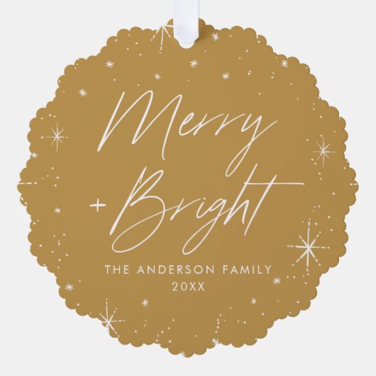 Modernes, glänzendes Gold Holiday Foto Ornament Karte (Vorderseite)