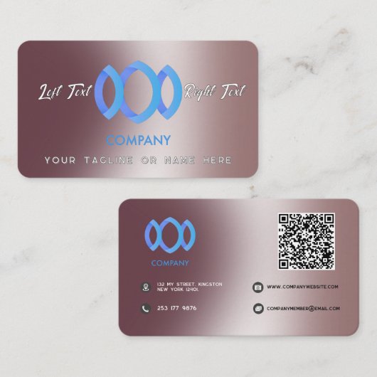 Modernes, glänzendes, metallisches Pulver rosa Vor Visitenkarte (Vorne/Hinten)