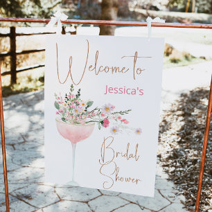 Modernes Glas Wildblume Brautparty Begrüßungszeich Fotodruck