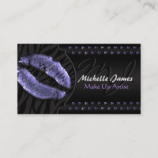 Modernes glattes Lippenzebra-Monogramm bilden Visitenkarte (Vorderseite)