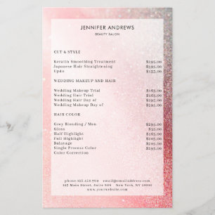 Modernes Glitter-Salon-Preisliste Flyer
