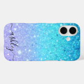 Modernes Glitterblau und Lila Case-Mate iPhone Hülle (Rückseite (Horizontal))