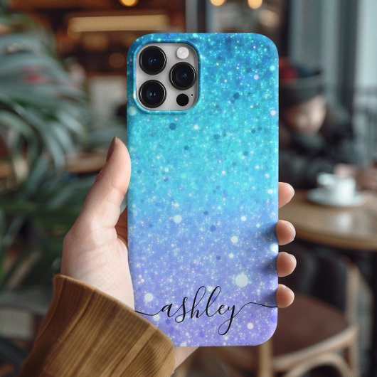 Modernes Glitterblau und Lila Case-Mate iPhone Hülle