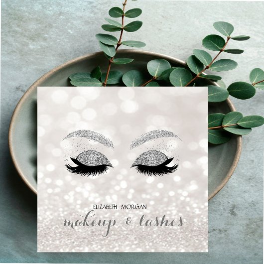 Modernes Glittery Bokeh,Imitate Lashes,Makeup Quadratische Visitenkarte