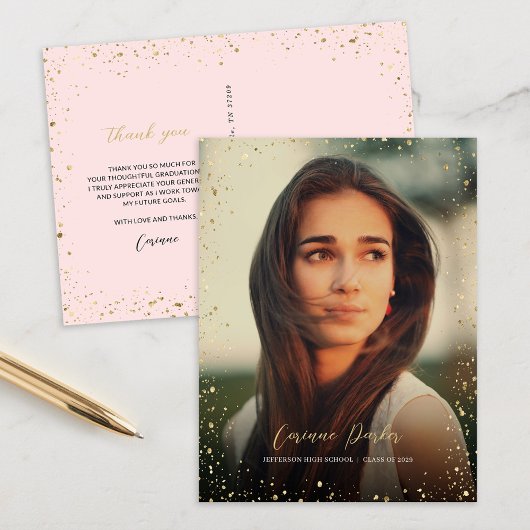 Modernes Glitz Abschluss Foto Vielen Dank Postcard Postkarte