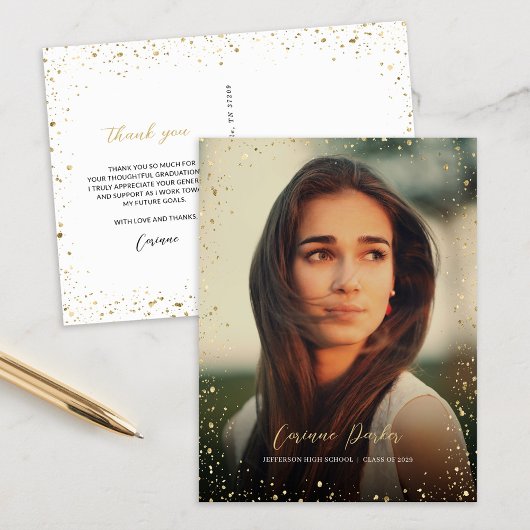 Modernes Glitz Abschluss Foto Vielen Dank Postcard Postkarte