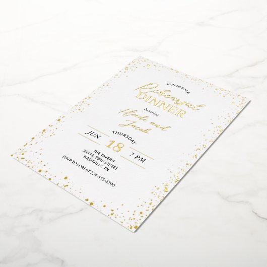 Modernes Glitz Probe Dinner Folieneinladung (Gedreht)