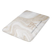 Modernes Glitzer aus weißem Marmor Badematte (Schrägansicht)