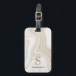 Modernes Glitzer aus weißem Marmor Gepäckanhänger<br><div class="desc">Modern schicke,  weiße Marmor Glitzer Monogramm Gepäckanhänger</div>