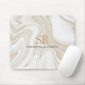 Modernes Glitzer aus weißem Marmor Mousepad (Mit Mouse)