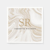 Modernes Glitzer aus weißem Marmor Serviette (Vorderseite)