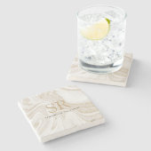 Modernes Glitzer aus weißem Marmor Steinuntersetzer (Seitenansicht)