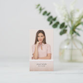 Modernes Glitzer Blush Pink Monogram Add your Foto Visitenkarte (Stehend Vorderseite)