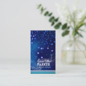 Modernes Glitzer Bokeh Make-upkünstler-Blau Visitenkarte (Stehend Vorderseite)