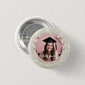Modernes Glitzer Foto Pink Gift Abschluss Button (Vorne & Hinten)