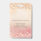 Modernes Glitzer Gold Employee Foto ID Abzeichen Ausweis (Rückseite)