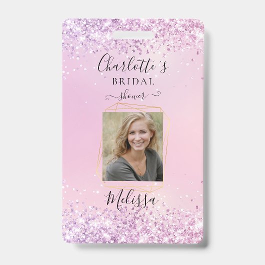 Modernes Glitzer Lila (Imitate) Abzeichen Ausweis (Front)