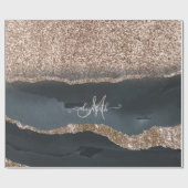 Modernes Glitzer-Marmormonogramm Geschenkpapier (Flach)