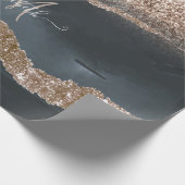 Modernes Glitzer-Marmormonogramm Geschenkpapier (Ecke)