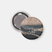 Modernes Glitzer-Marmormonogramm Magnet (Vorderseite/Rückseite)