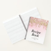 Modernes Glitzer mit Gold und Rosa Rezept Notizblock (Innenseite)