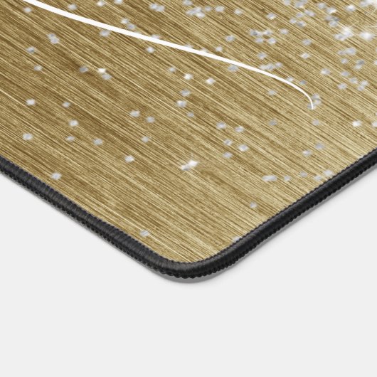 Modernes Glitzer-Monogramm aus vergoldetem Metall Schreibtischunterlage (Ecke)