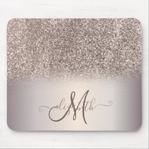Modernes Glitzer Ombre Cool Monogram Mousepad