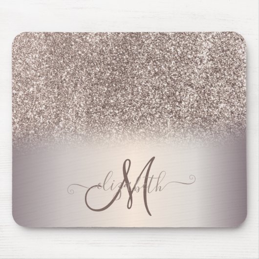 Modernes Glitzer Ombre Cool Monogram Mousepad (Vorne)