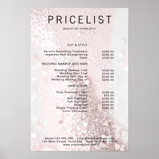 Modernes, Glitzer Preisliste Poster (Vorne)