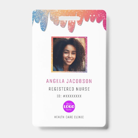 Modernes Glitzer Registriert Krankenversicherung F Ausweis (Vorderseite)