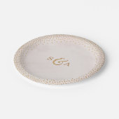 Modernes Glitzer Rose Gold Hochzeitsmonogramm Pappteller (Schrägansicht)