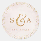 Modernes Glitzer Rose Gold Hochzeitsmonogramm Runder Aufkleber (Vorderseite)
