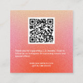 Modernes Glitzer Schmuck Necklace Display Quadratische Visitenkarte (Rückseite)