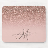 Modernes Glitzer Sequin Ombre Cool Monogram Mousepad (Vorne)