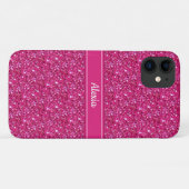 Modernes, glitzerndes Rosa mit Gürtel & Namenstext Case-Mate iPhone Hülle (Rückseite (Horizontal))
