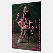 Modernes Glow Script Pink Neon Wavy Graduate Foto Acrylschild (Winkel)