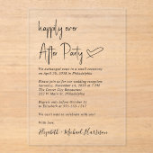 Modernes Glück nach Hochzeitsempfang Acryleinladungen (Vorderseite)