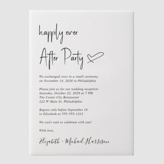 Modernes Glück nach Hochzeitsempfang Pergament Einladungen (Vorderseite)