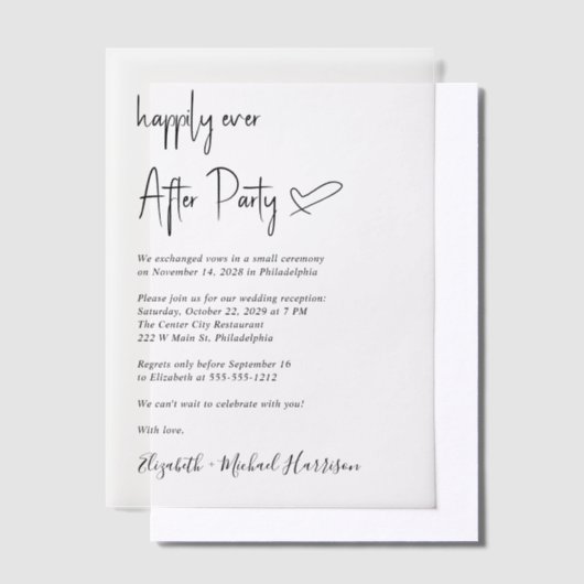 Modernes Glück nach Hochzeitsempfang Pergament Einladungen (Versetzt)