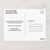 Modernes Glück Neujahr Foto Rot Kariert Postkarte (Rückseite)