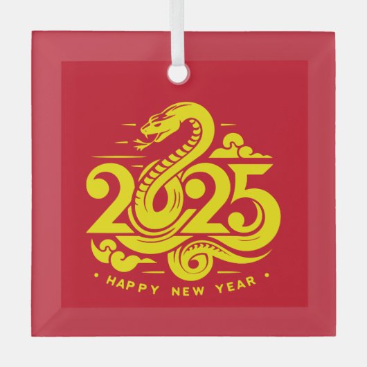 Modernes glückliches chinesisches Neujahr der Schl Ornament Aus Glas (Vorderseite)