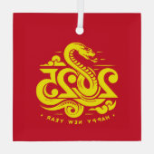 Modernes glückliches chinesisches Neujahr der Schl Ornament Aus Glas (Rückseite)