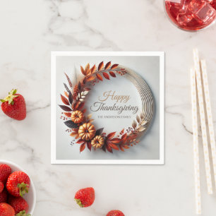 Modernes glückliches Dankeschön für Blumenreath Serviette