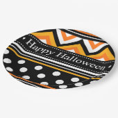 Modernes glückliches Halloween-Muster Pappteller (Schrägansicht)