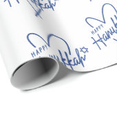 Modernes glückliches Hanukkah Typografie Herz Geschenkpapier (Rolleneckpunkt)